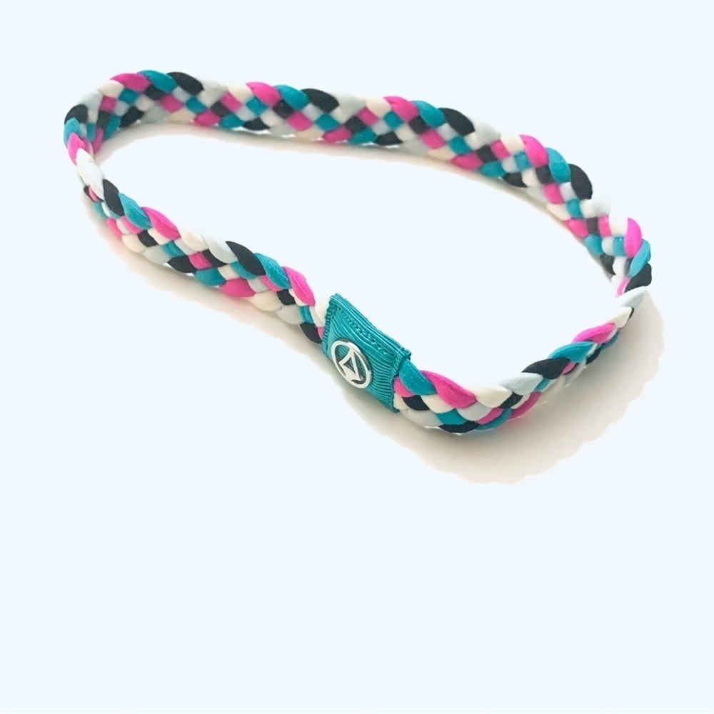 BRAIDED HEADBAND pink, black, white and green
